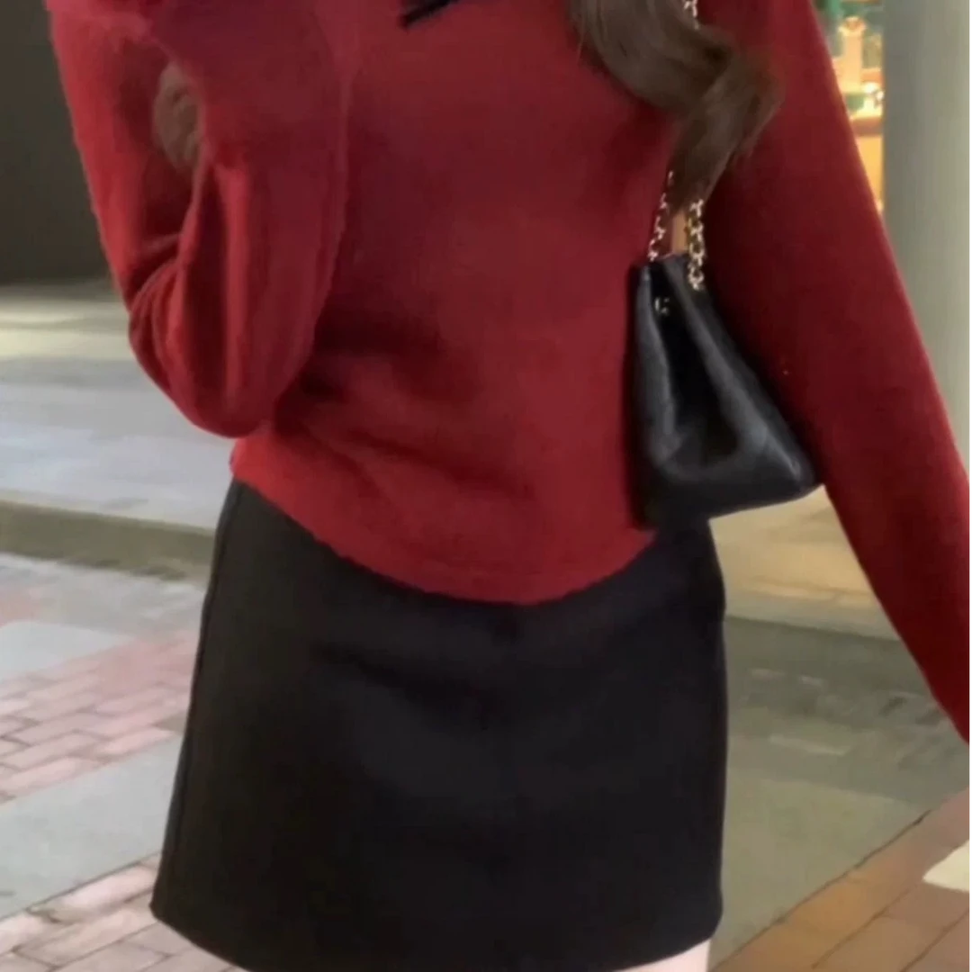 纯色高腰百搭半身裙#9016