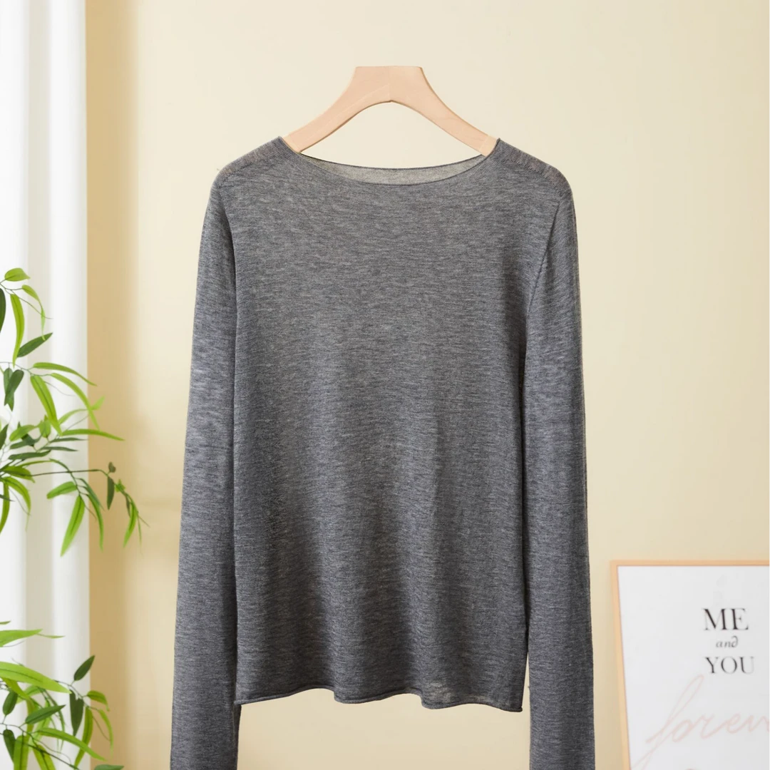 精纺100羊毛衫女秋冬修身毛衣半圆领打底衫内搭针织SZ006