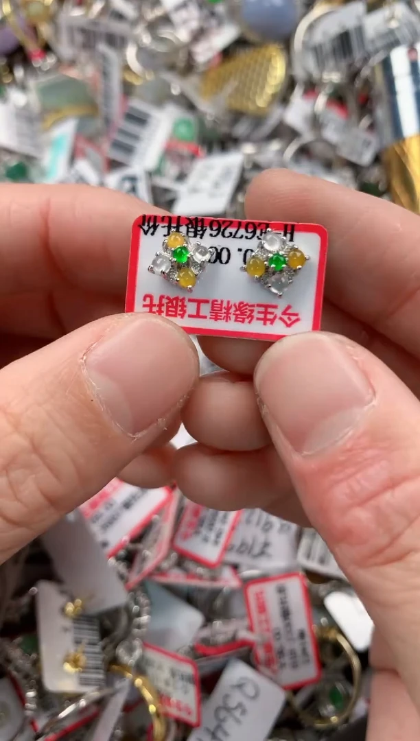 银S925镶嵌戒指翡翠5555        4