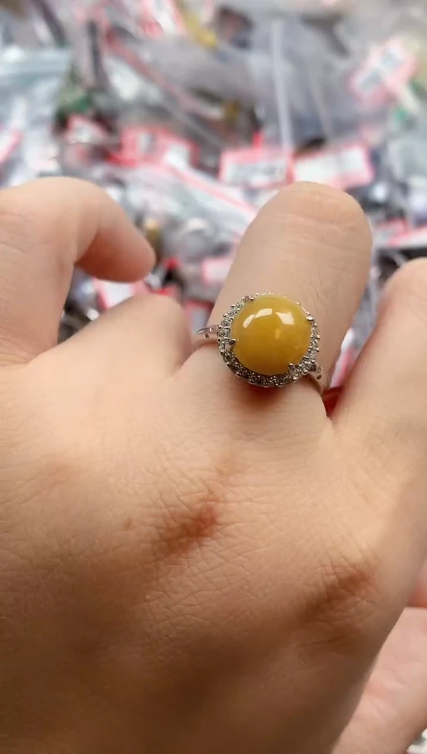 银S925镶嵌戒指翡翠天然A货缅甸翡翠