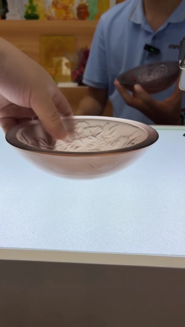 琉璃手工艺品果盘茶色14.5*4.5公分