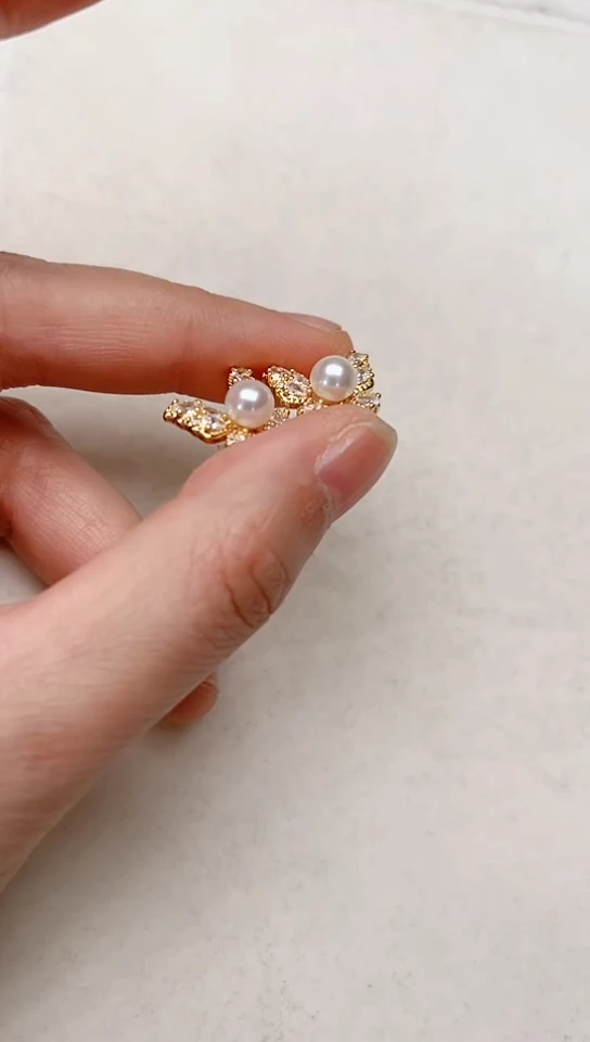 【闪购商品】淡水珍珠耳饰合金金色蝴蝶