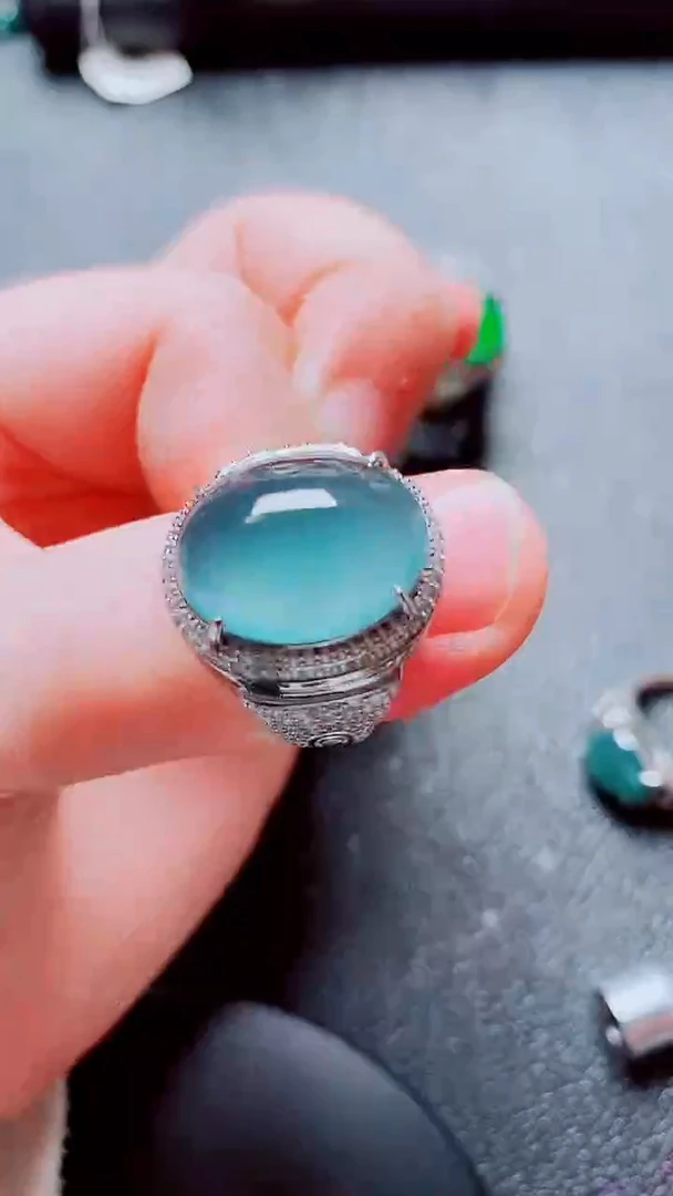 银S925镶嵌戒指翡翠111