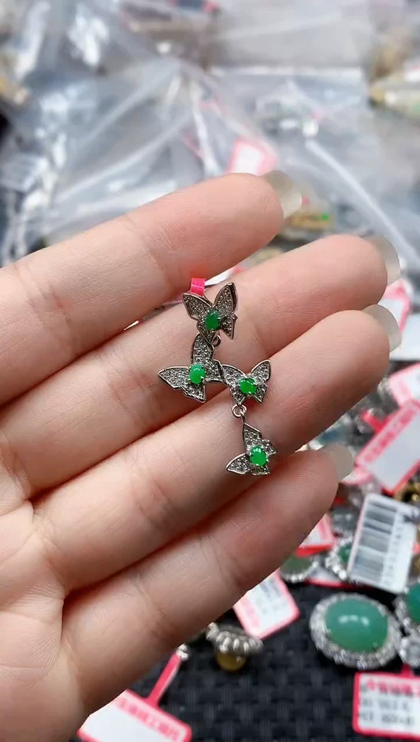 银S925镶嵌戒指翡翠天然A货缅甸翡翠