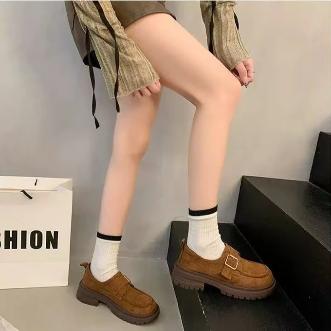 【新疆包邮】路盛达25年春季新款真皮厚底英伦风勃肯乐福鞋8028