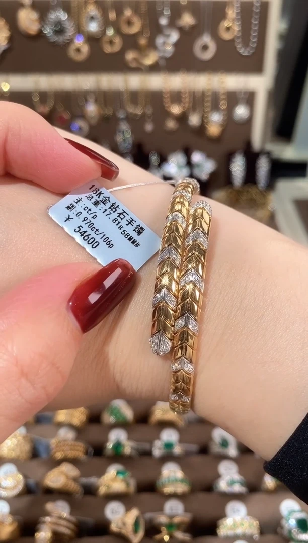 【闪购商品】钻石手镯18K金镶嵌18K金钻石手镯58MM