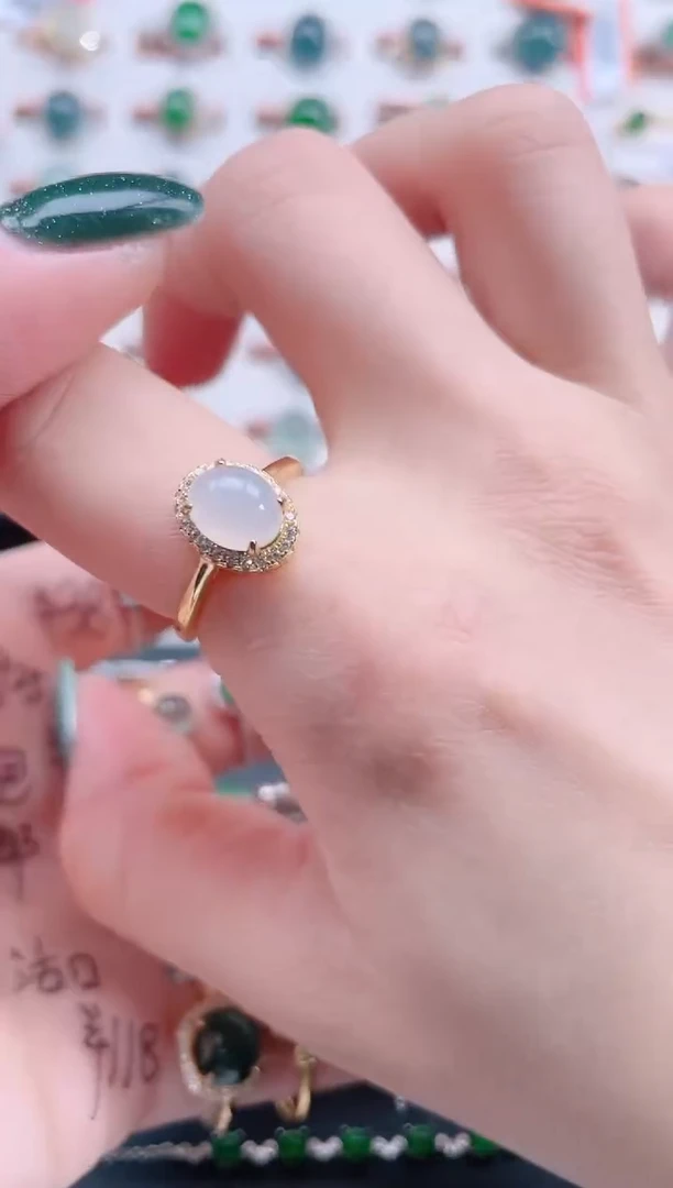 银S925镶嵌戒指翡翠天然翡翠