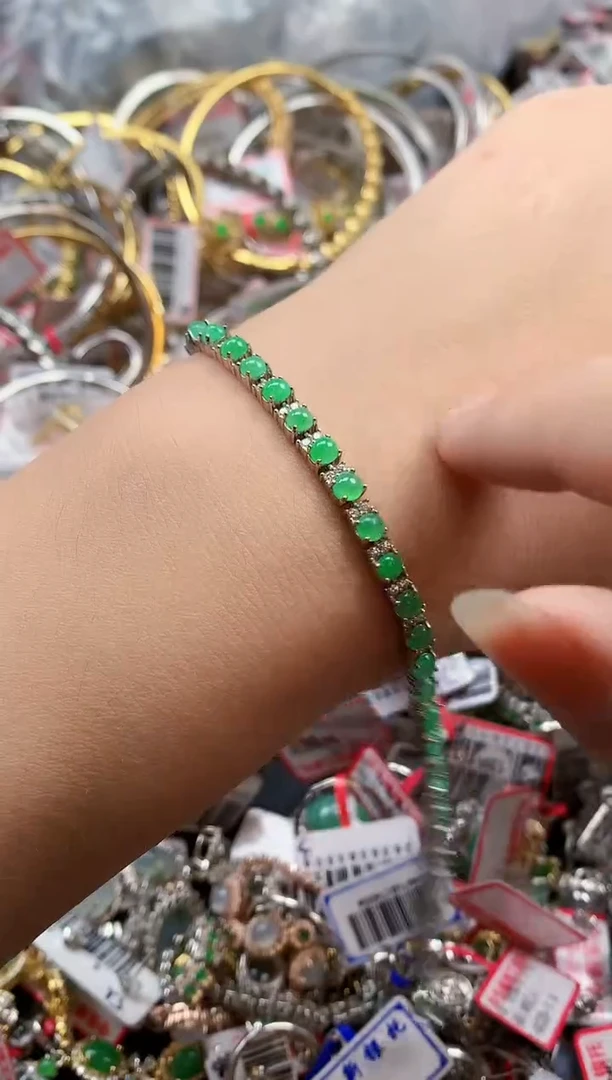 银S925镶嵌戒指翡翠天然A货缅甸翡翠