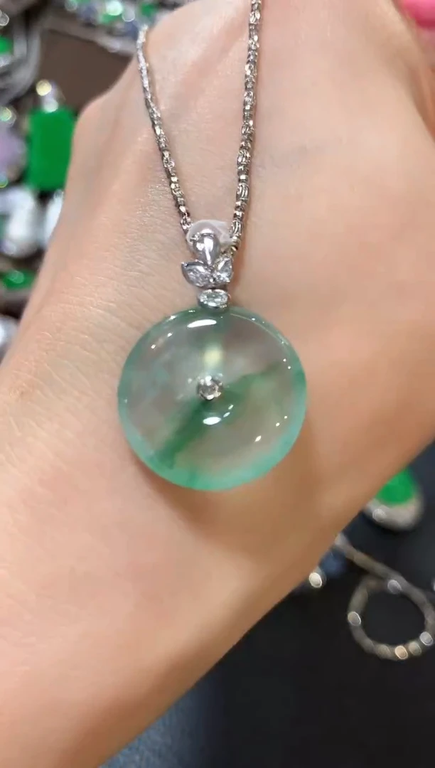 吊坠(不含链)18K金镶嵌翡翠m73