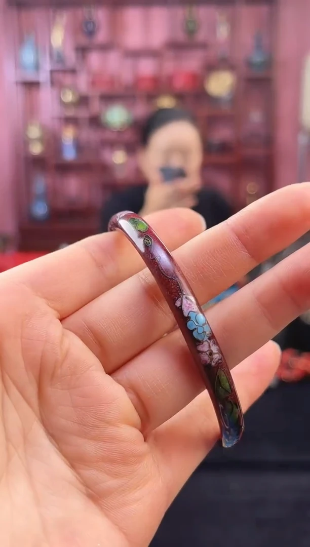 非遗 景泰蓝棍镯 56-60 砖红