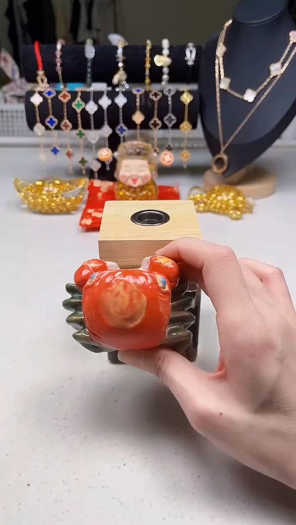 瓷片陶茶周边666文玩多人白桃乌龙