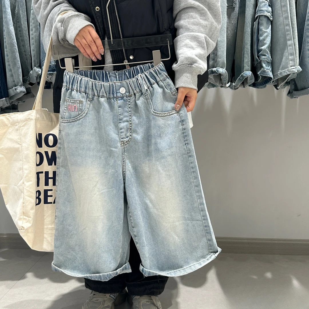 505859 韩版男童女童新款夏款时尚儿童洋气百搭休闲夏季牛仔中裤