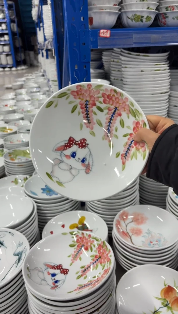 景德镇高温陶瓷食品级手绘釉中彩-圆深盘