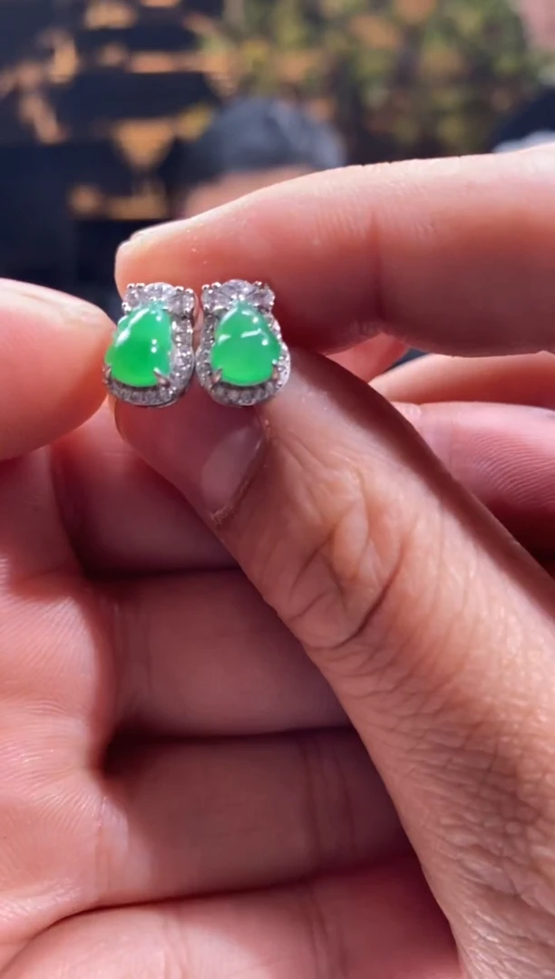 【闪购商品】翡翠耳饰银S925镶嵌y043-天然翡翠a货耳饰