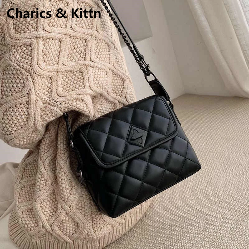 Charics&Kittn女包2025新款真皮包菱格链条女生单肩腋下斜挎小包