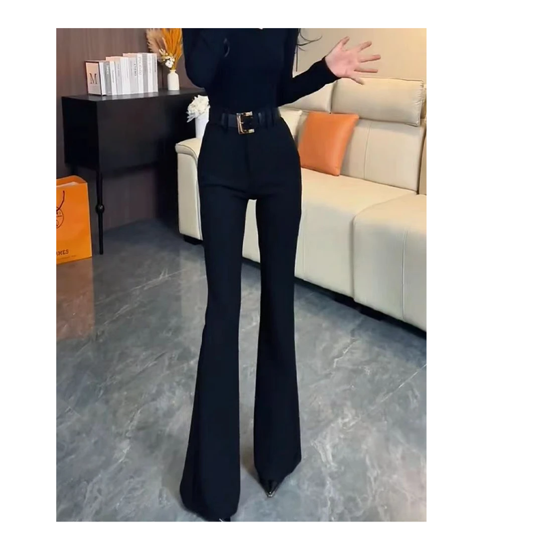 2501百搭洋气净版纯色新款时尚减龄马蹄显瘦修身ins气质休闲裤