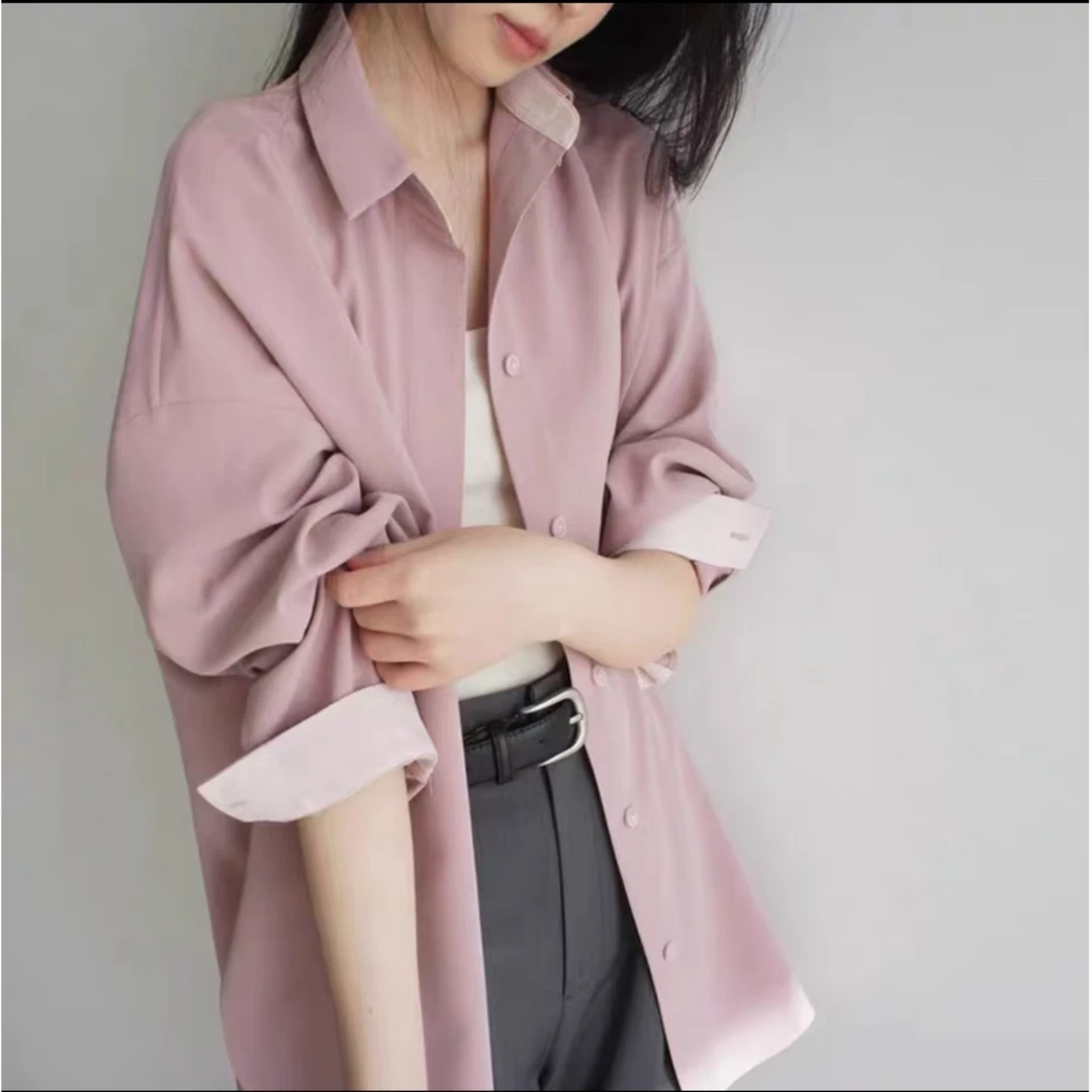 【减龄上新】X+Y时尚防晒百搭随性衬衫纯色20252 扣子本色白色随机