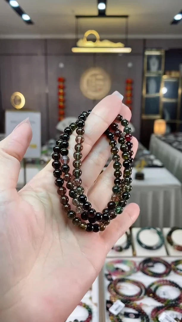 【闪购商品】碧玺黑糖三圈手串5mm+未镶嵌（多样性发一条）hon