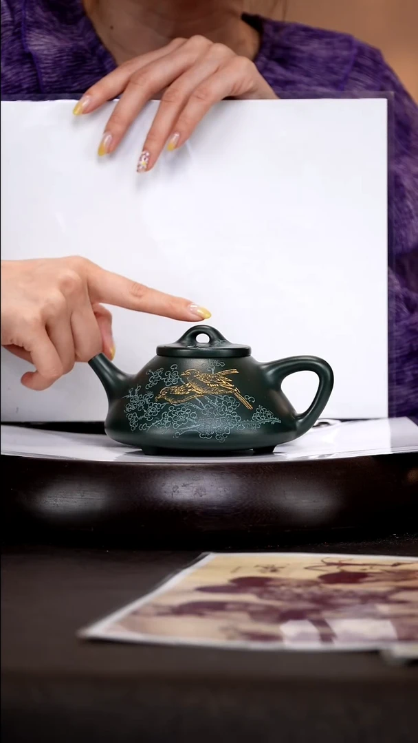 茶壶紫砂SDH60子冶石瓢生竹翠330cc