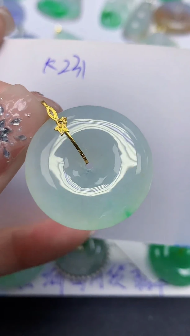 颈饰18K金镶嵌翡翠天然缅甸翡翠A货翡翠百元以上9元证书费自理