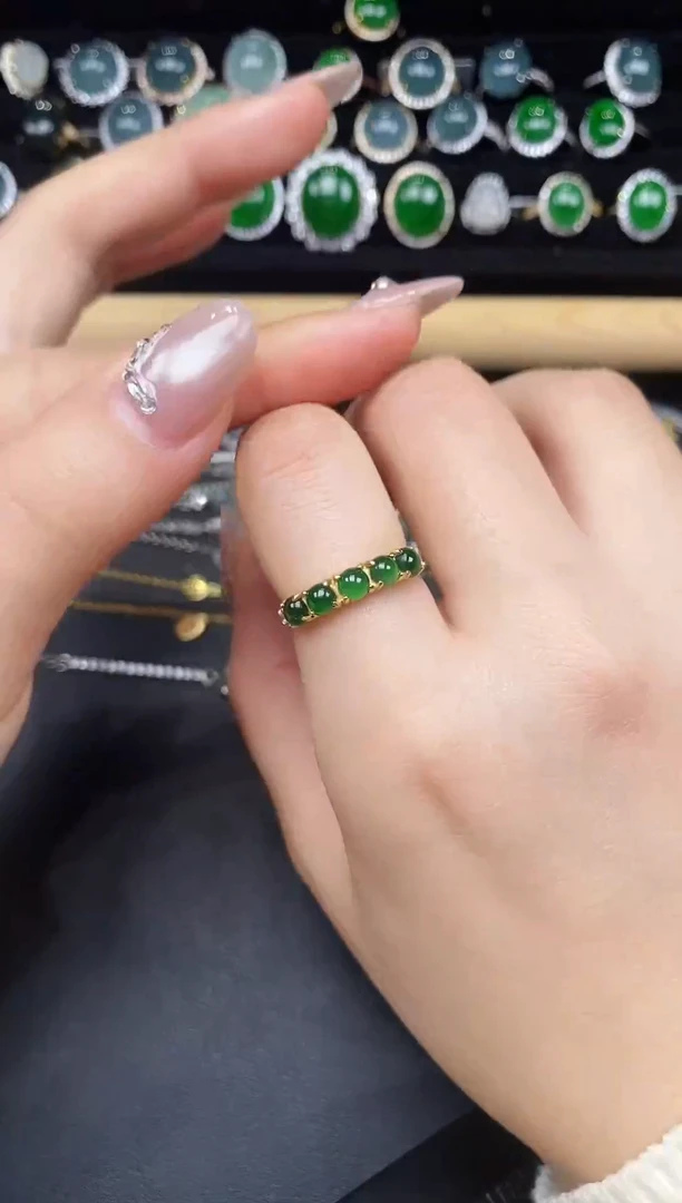 银S925镶嵌戒指翡翠78387