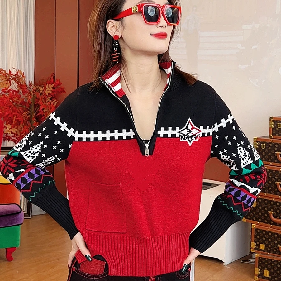 KM80050秋冬时尚毛衣立领套头针织衫