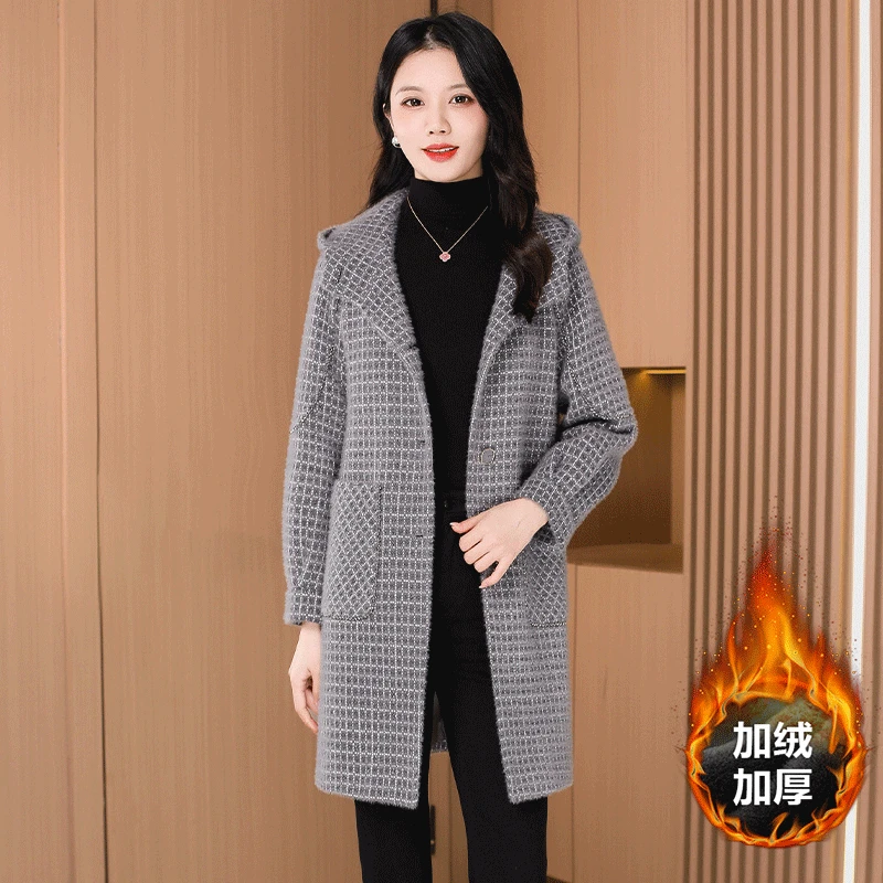 小香风毛呢外套女2025秋季爆款今年流行杭州品牌妈妈休闲格子大衣