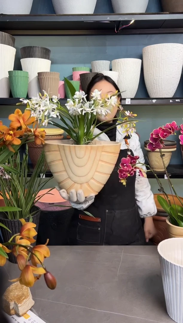 30.5*22.8*20.3/10R30/象牙色蜗牛异型加厚花盆