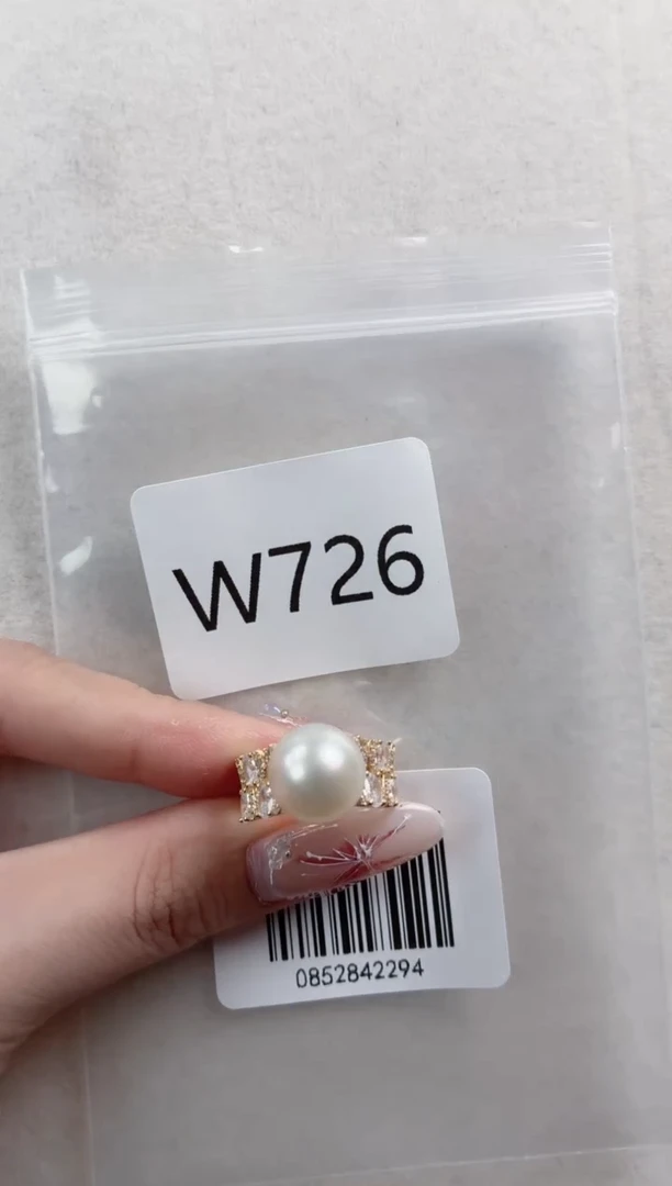 银S925镶嵌戒指海水珍珠W726