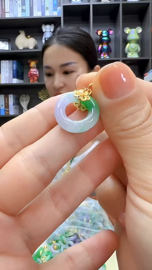 翡翠14K金镶嵌颈饰沉白diy劲饰