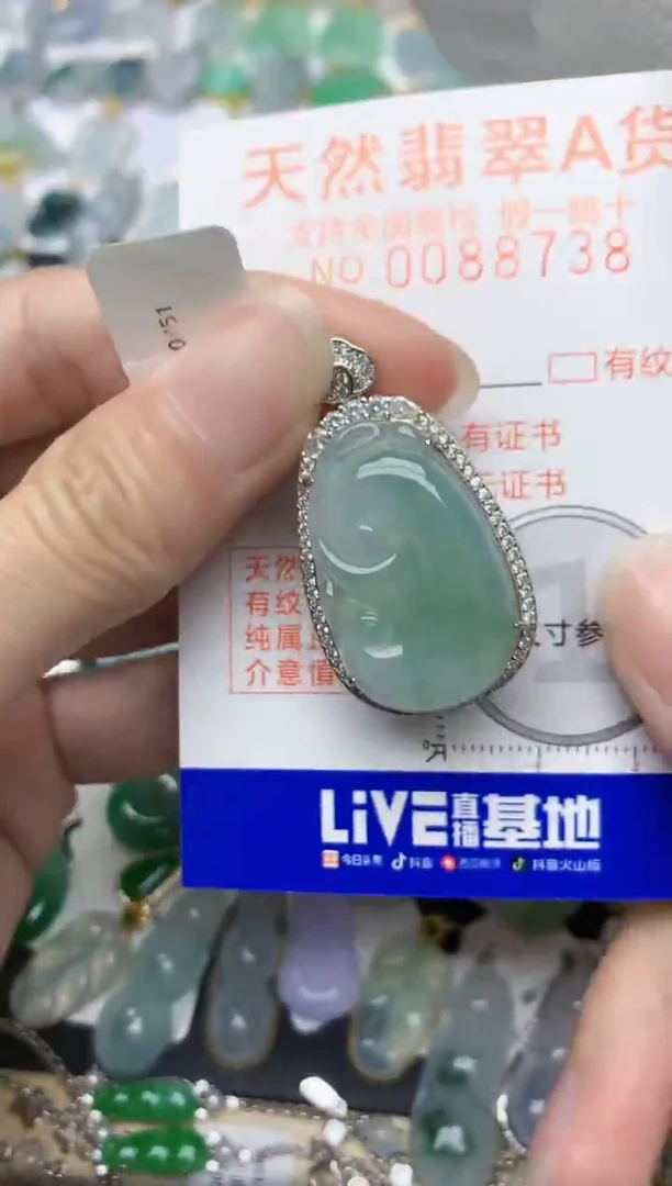 颈饰银S925镶嵌翡翠天然A货翡翠