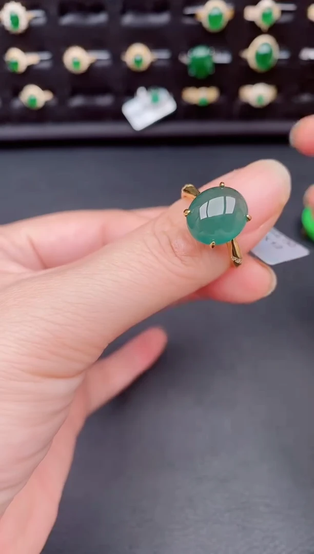 银S925镶嵌戒指翡翠天然a货翡翠133