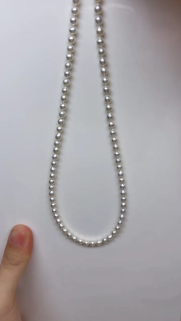 淡水珍珠未镶嵌项链白色水滴近圆4.5mm