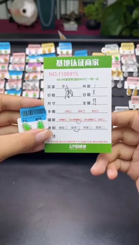 银S925镶嵌翡翠耳饰多人