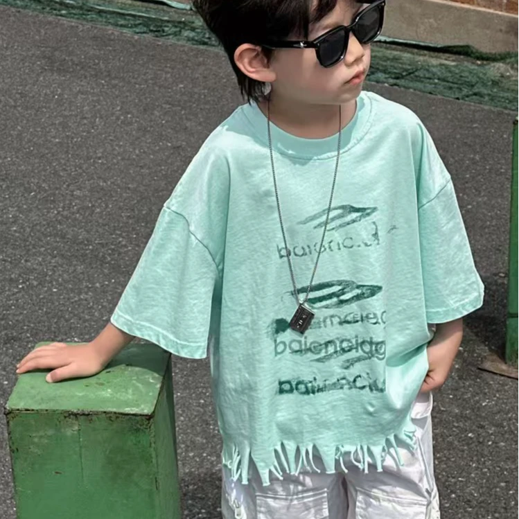 A8027 HY25202 夏季下摆割破T短袖