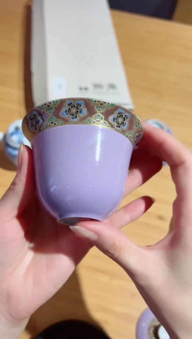 赋山藻井纹盖碗微瑕开片盖碗