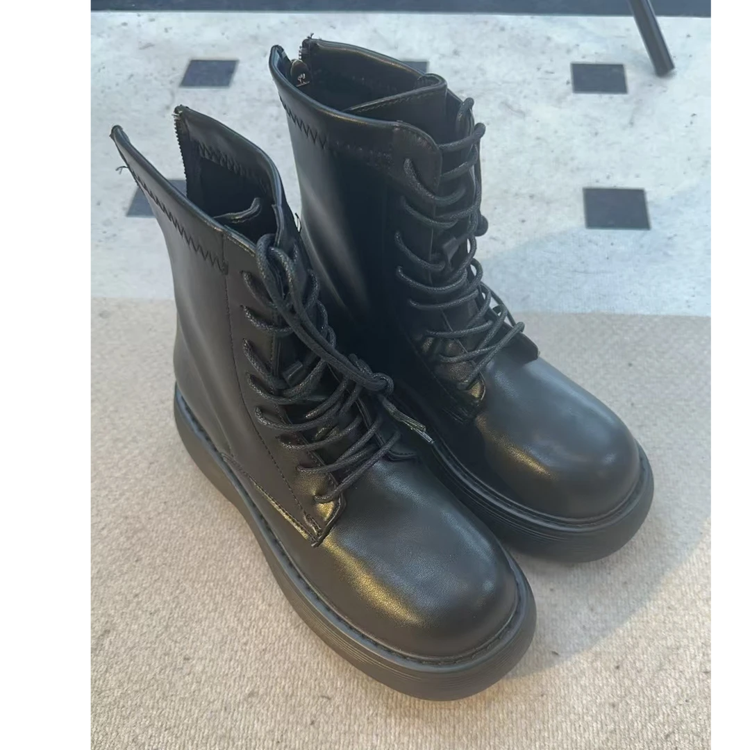 【一桐清仓】时尚百搭针织拼接厚底靴MR07123