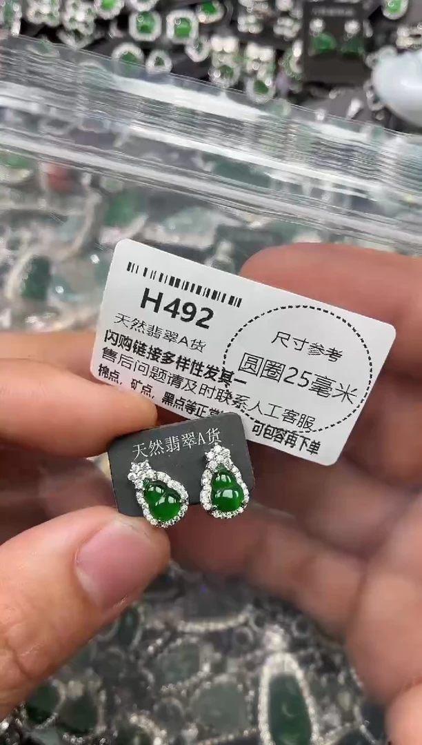 翡翠未镶嵌颈饰H492耳钉