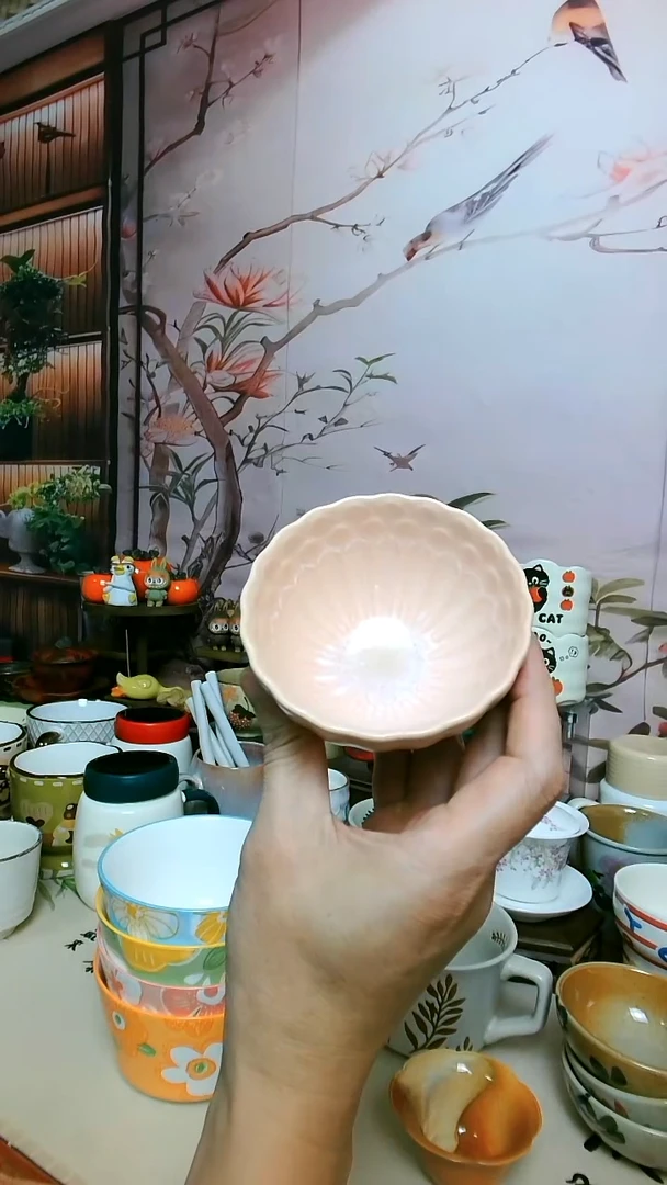 景德镇陶瓷粉色普洱杯