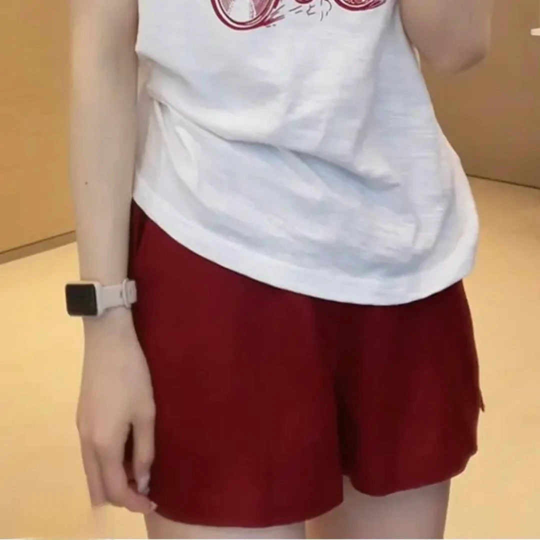 “海岸小岛”短裤阔腿裤2025新款夏季百搭纯色A字显瘦休闲裤裤子