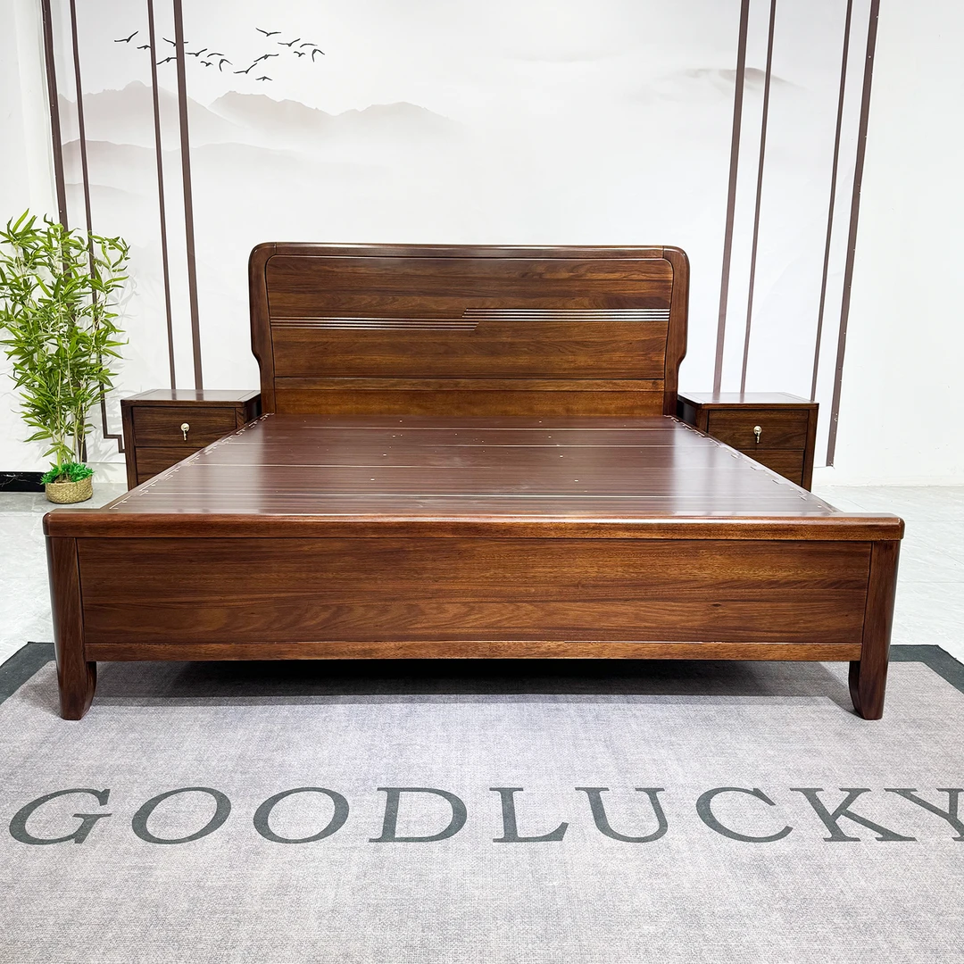 乌金木榫卯结构实木床1.8米主卧室双人床家用实木大床新中式简约