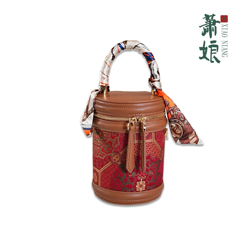 萧娘【水桶包】新中式女包古典斜挎单肩手提水桶小包2202