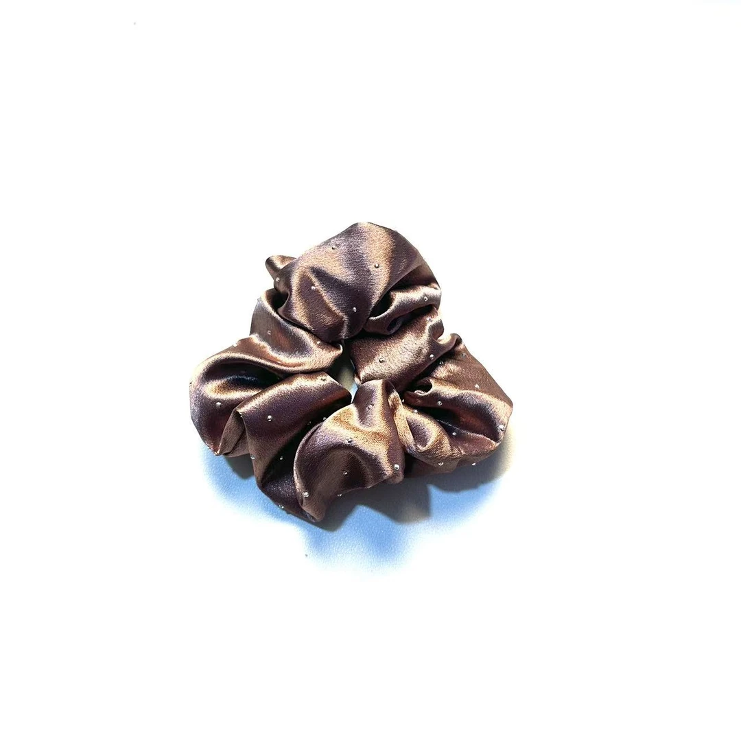 FQ215发圈繁星点点质感缎面镶钻法式复古大肠高级感