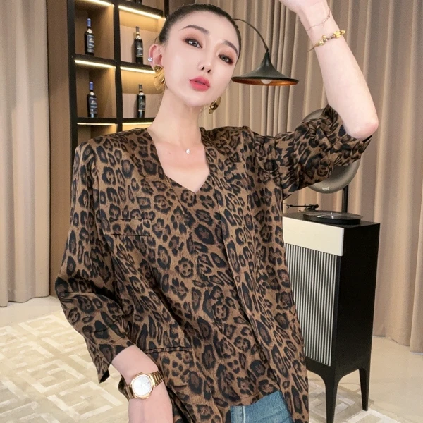 【宝姐家/西装上衣】夏季新款经典豹纹花色女西装上衣 99012