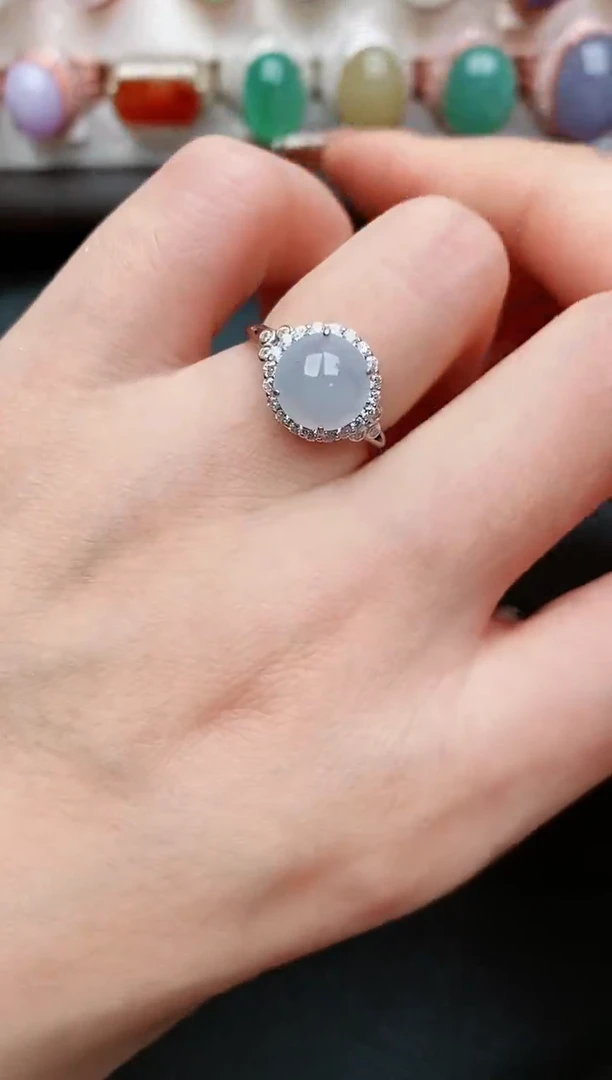 翡翠戒指银S925镶嵌...