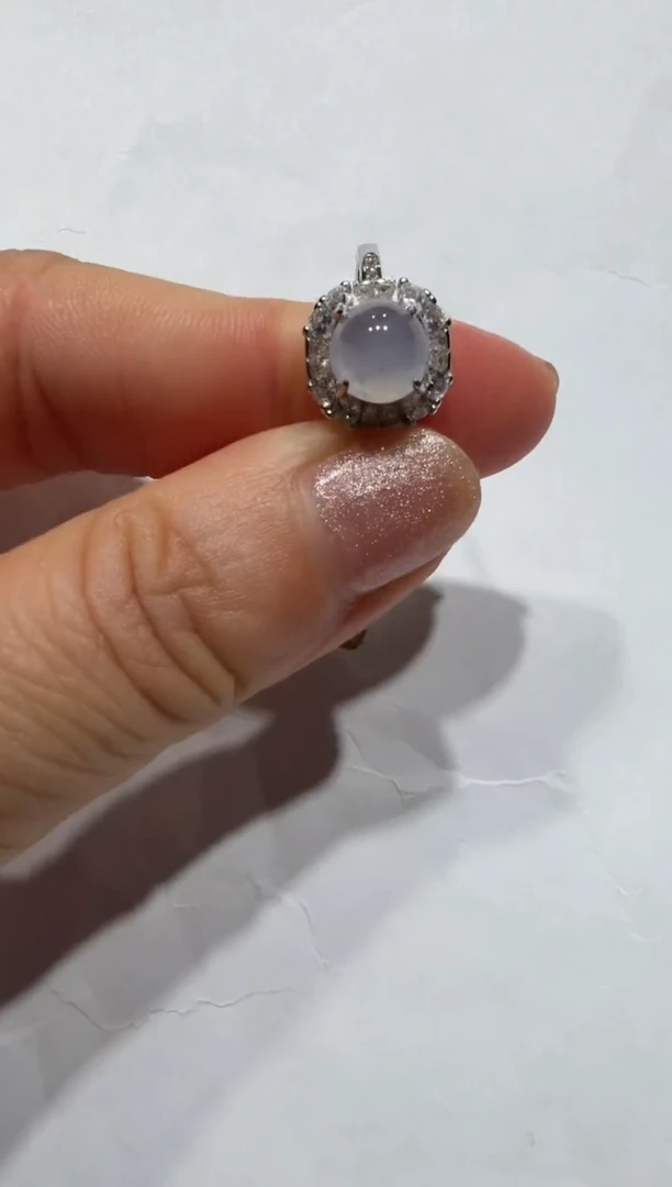 银S925镶嵌戒指翡翠缅甸A货翡翠戒指