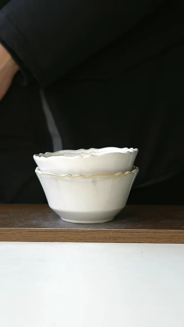 【闪购商品】陶瓷麦穗复古做旧米饭碗2只@4-2@微瑕