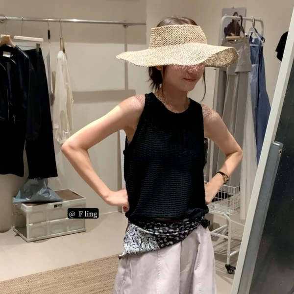 【芳龄F.LING】随想 肌理感针织挂脖背心百搭休闲FL0757