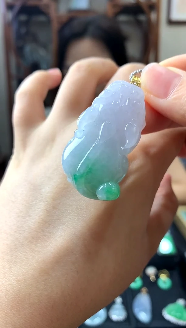 翡翠18K金镶嵌吊坠(不含链)挂件
