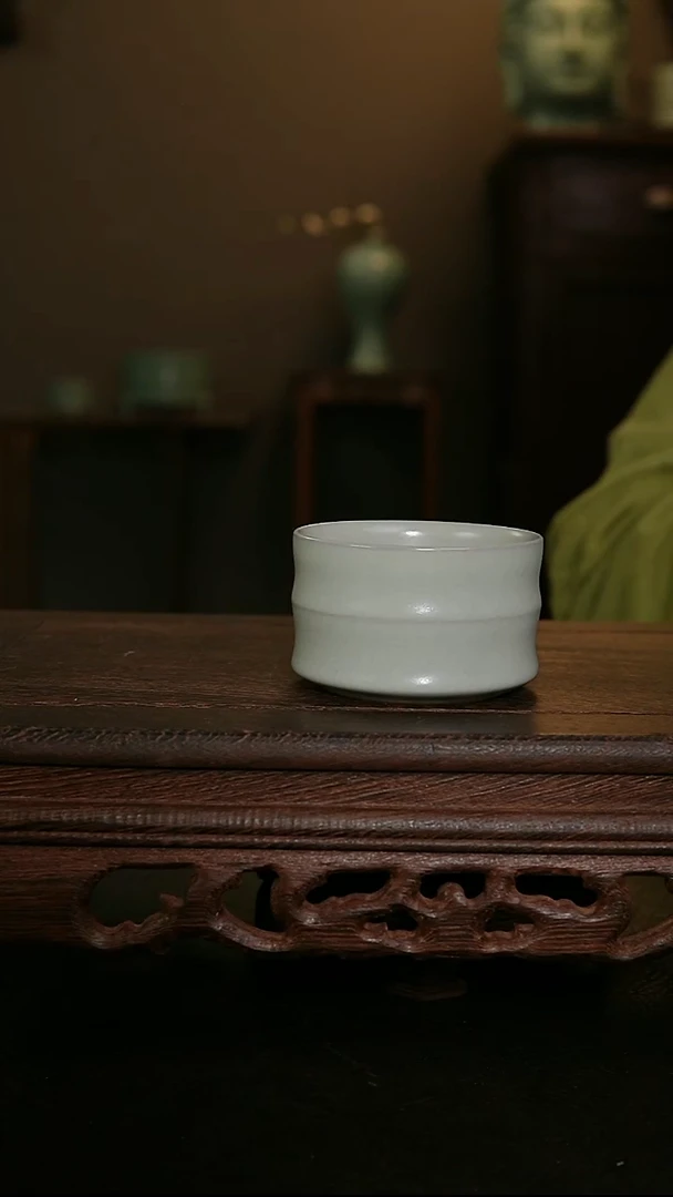 摆件王国奇手工月白竹节杯 印章